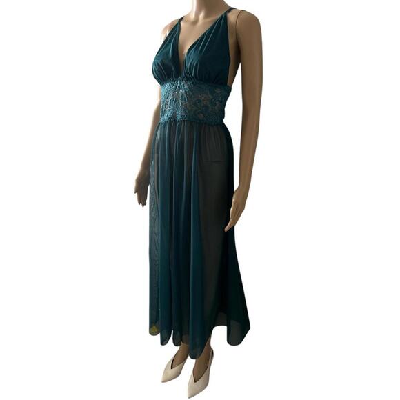 Elegant Aqua Lace Overlay Maxi Dress - Picture 2 of 5